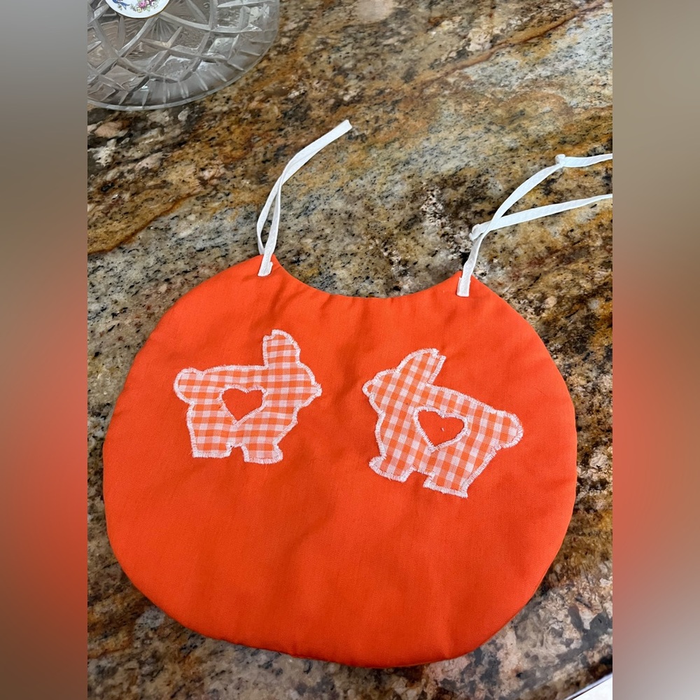 Handmade vintage gingham bunny bib